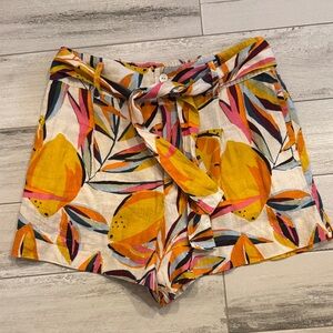C&C California Yellow Floral Tie-Waist High Waist Shorts